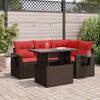 vidaXL 5 Piece Garden Sofa Set with Cushions Brown Poly Rattan Acacia