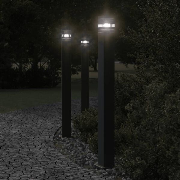 vidaXL Outdoor Floor Lamps 3pcs Black 110 cm Aluminium