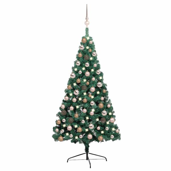 vidaXL Artificial Half Pre-lit Christmas Tree with Ball Set Green 120 cm
