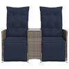 vidaXL Reclining Garden Sofa 2-Seater with Table Grey Poly Rattan