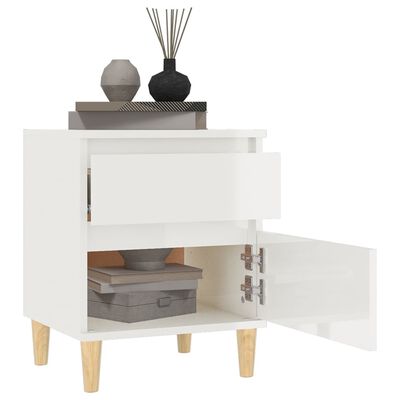 vidaXL Bedside Cabinet High Gloss White 40x35x50 cm