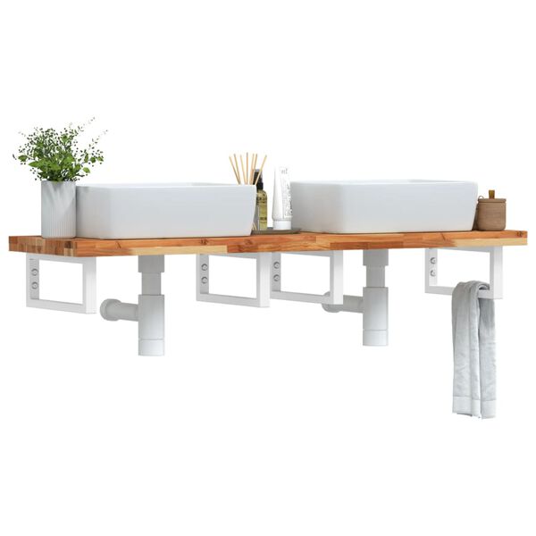 vidaXL Basin Shelf Wall Mounted Steel and Solid Wood Acacia