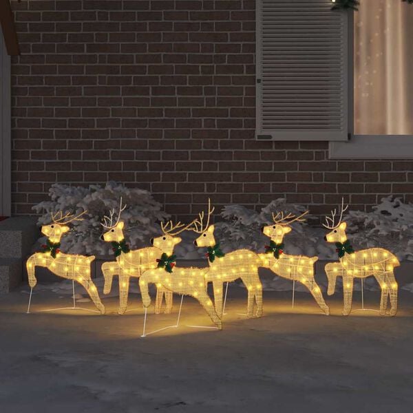 vidaXL LED Reindeers 6 pcs Gold Fabric
