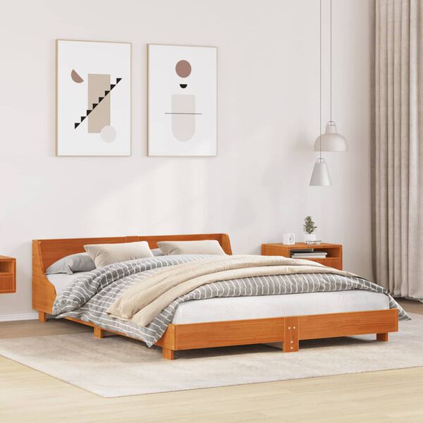 vidaXL Bed Frame without Mattress Wax Brown 120x200 cm Solid Wood Pine