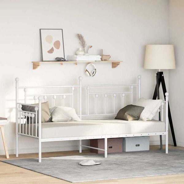 vidaXL Daybed Frame with Headboard White 80 x 200 cm Steel