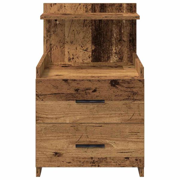 vidaXL Bedside Cabinet with 2 Drawers Old Wood 40x36.5x62 cm