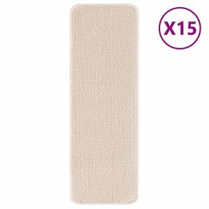 vidaXL Anti-slip Stair Mats 15 pcs 60 x 25 cm Cream PP Rectangular