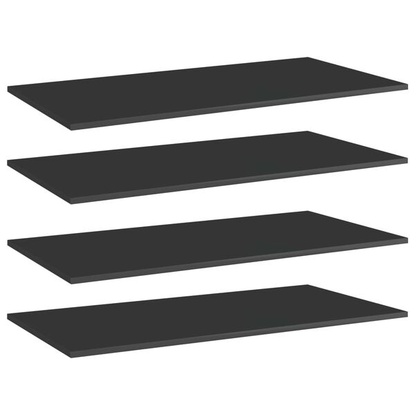 vidaXL Bookshelf Boards 4 pcs High Gloss Black 80x20x1.5 cm Engineered Wood