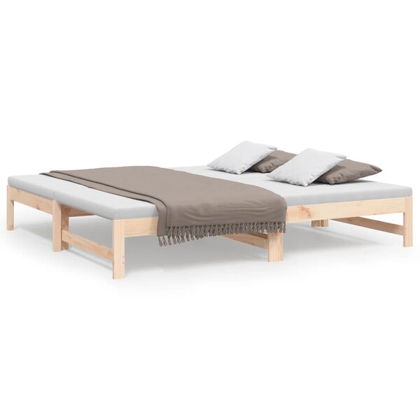 vidaXL Pull-out Day Bed without Mattress 2x(75x190) cm Solid Wood Pine