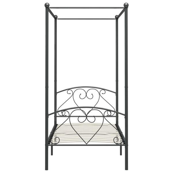 vidaXL Canopy Bed Frame without Mattress Grey Metal 120x200 cm