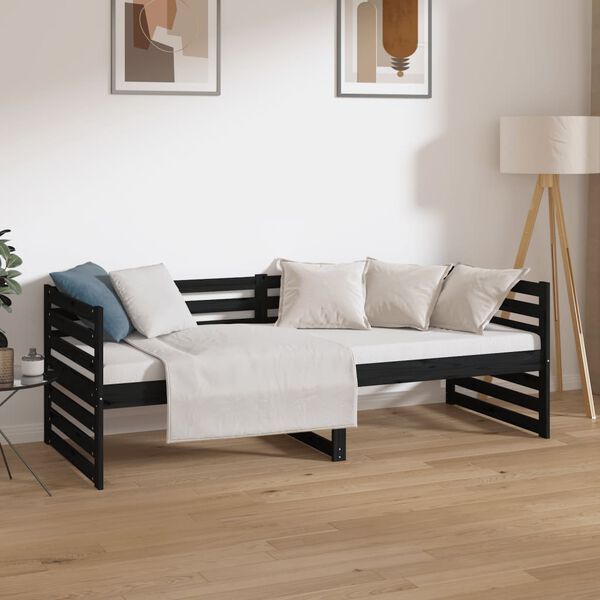 vidaXL Day Bed without Mattress Black 80x200cm Solid Wood Pine