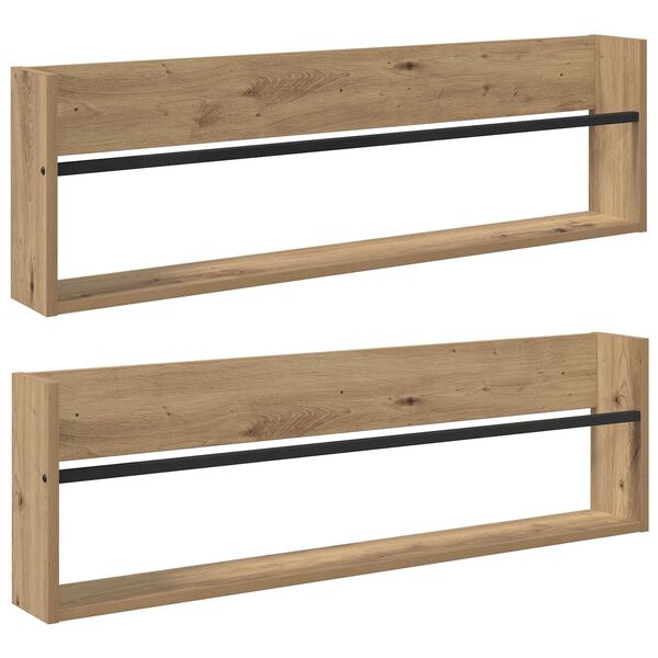vidaXL Magazine Rack with Shelf 2 pcs Artisan Oak 100 x 12 x 30 cm