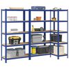 vidaXL 5-Layer Storage Shelves 3 pcs Blue Steel&Engineered Wood
