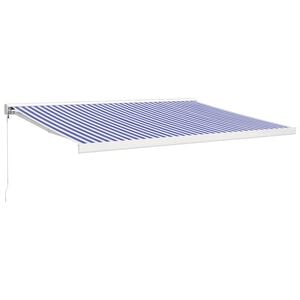 vidaXL Retractable Awning Blue and White 4x3 m Fabric and Aluminium