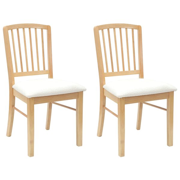vidaXL Dining Chairs 2 pcs Natural 50 x 52.5 x 91 cm Solid Rubber Wood