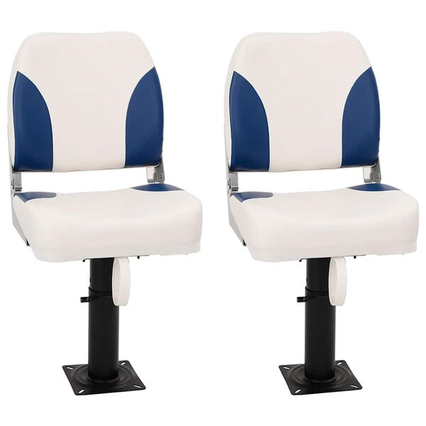 vidaXL Foldable Boat Seat 2 Set Blue and White 41x36x48 cm