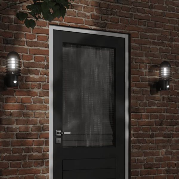vidaXL Outdoor Wall Lights with Sensors 2pcs Black Stainless Steel