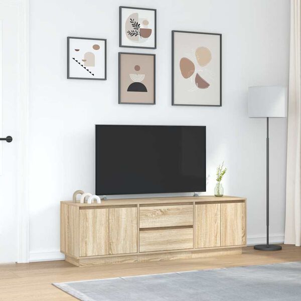 vidaXL TV Cabinet with LED Lights Sonoma Oak 160.5x41x50 cm