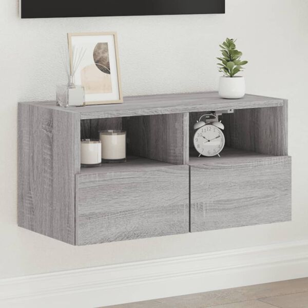 vidaXL TV Wall Cabinet Grey Sonoma 60x30x30 cm Engineered Wood