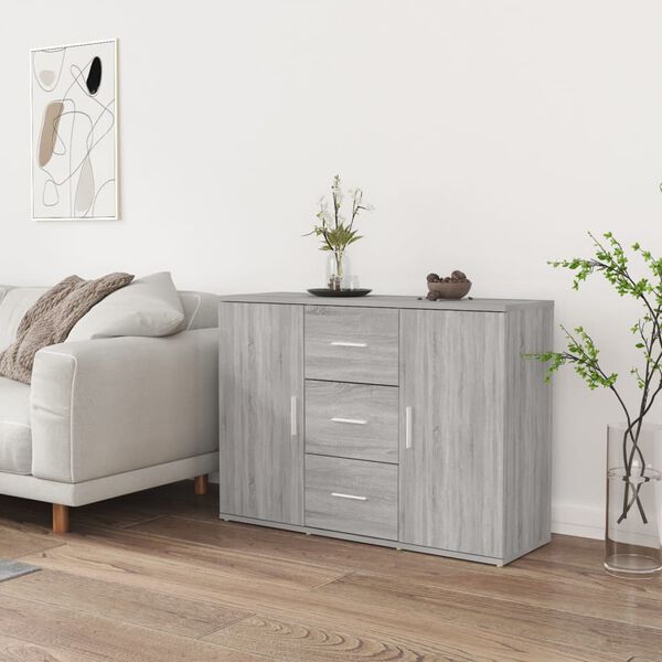 vidaXL Sideboard Grey Sonoma 91x29.5x65 cm Engineered Wood