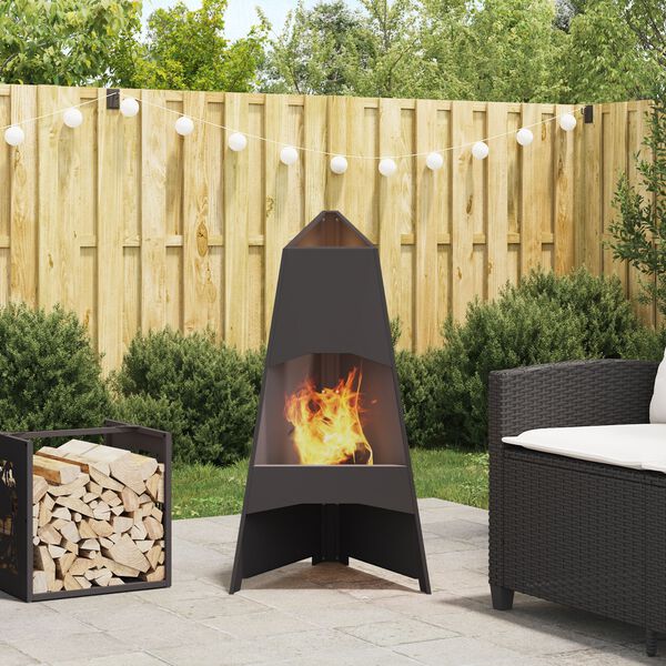vidaXL Fire Pit Black 50 x 50 x 95 cm Steel