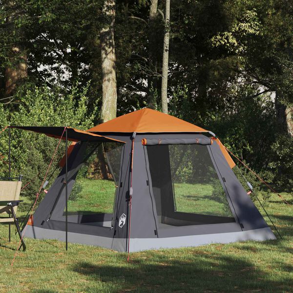 vidaXL Instant Tent Folding Grey and Orange 205 x 205 x 143 cm Steel