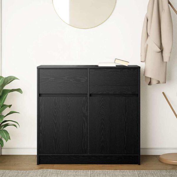 vidaXL Sideboard with Drawer Black Oak 80x34x76 cm Engineered Wood