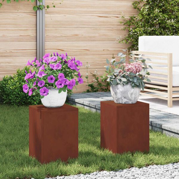 vidaXL Plant Stand 2 pcs Rusty 24 x 24 x 35 cm Weathering Steel