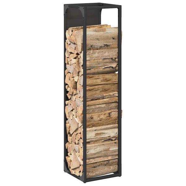 vidaXL Firewood Rack Black 25x25x100 cm Cold-rolled steel