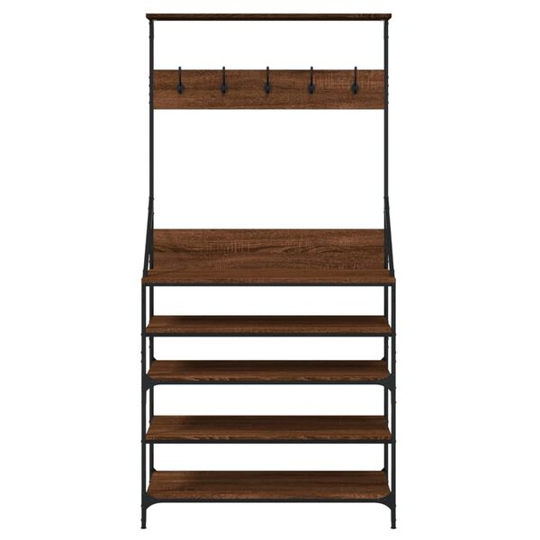 vidaXL Clothes Rack with Shoe Storage Brown Oak 90x34x184 cm