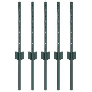 vidaXL Fence Post 5 pcs Green 80 cm Steel