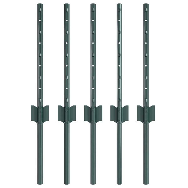vidaXL Fence Post 5 pcs Green 80 cm Steel