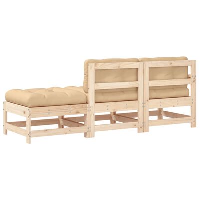 vidaXL 3 Piece Garden Lounge Set with Cushions Solid Wood