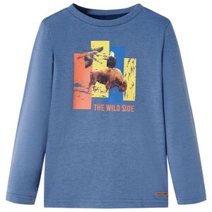 vidaXL Kids' T-shirt with Long Sleeves Blue Melange 116