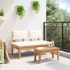 vidaXL Garden Bench 2 pcs Cream and Brown Solid Teak wood