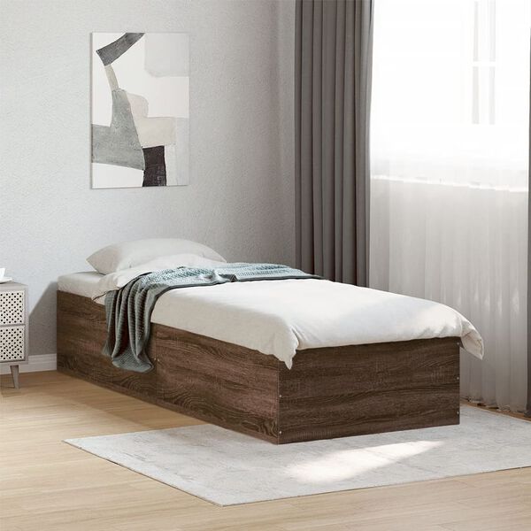 vidaXL Bed Frame without Mattress Brown Oak 100x200 cm