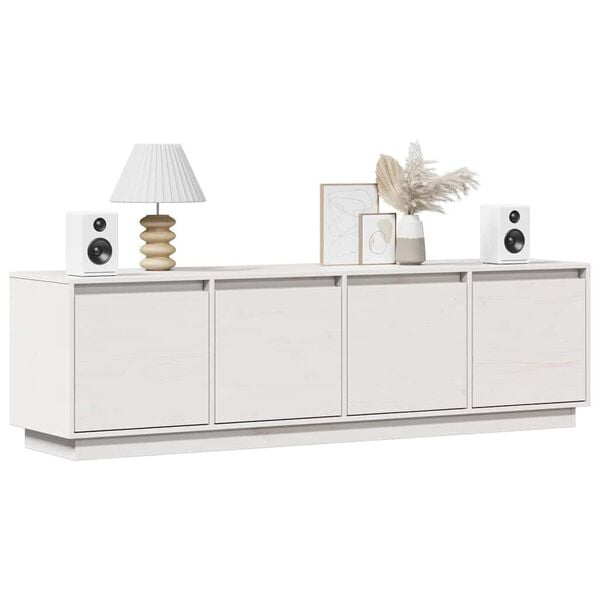 vidaXL TV Cabinet White 156x37x45 cm Solid Wood Pine