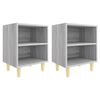 vidaXL Bed Cabinets with Solid Wood Legs 2 pcs Grey Sonoma 40x30x50 cm