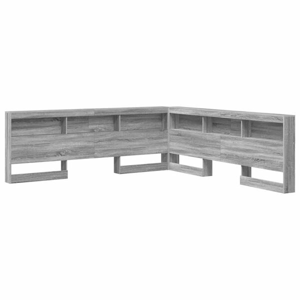 vidaXL Storage Headboard with Shelf Grey Sonoma 180 cm Engineered Wood