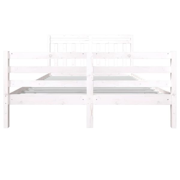 vidaXL Bed Frame without Mattress White King Size Solid Wood