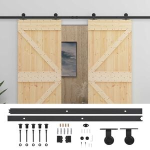 vidaXL Sliding Door 2 pcs 80 x 210 cm Solid Pine Wood