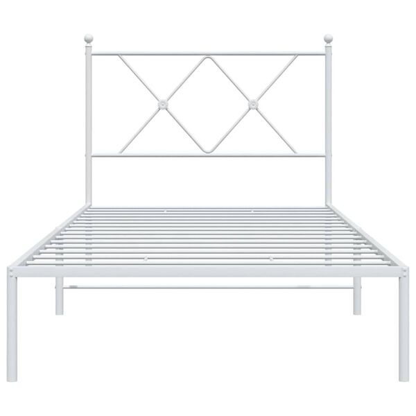 vidaXL Metal Bed Frame without Mattress with Headboard White 90x190cm