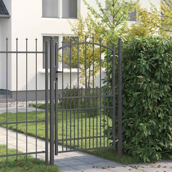 vidaXL Fence Gate with Spikes Grey 200 x 100 cm Powder-coated steel