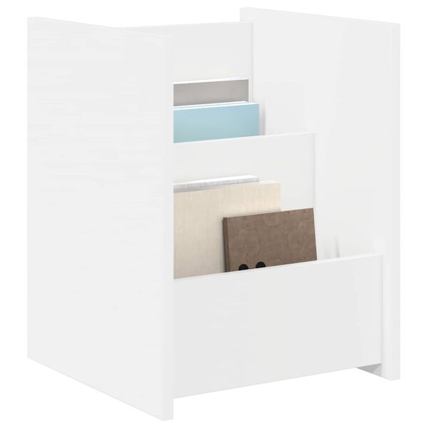 vidaXL Magazine Rack with Shelf White 35 x 35 x 45 cm Engineered Wood