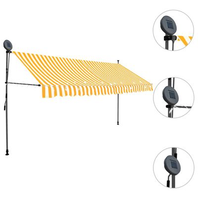 vidaXL Manual Retractable Awning with LED 350 cm White and Orange