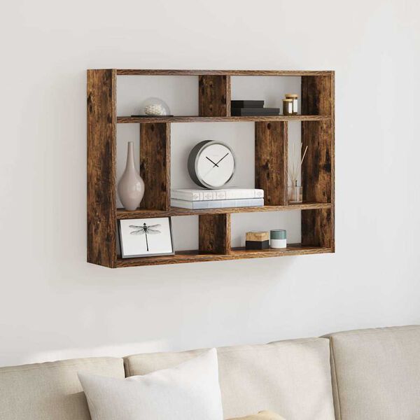vidaXL Wall Shelf Smoked Oak 75x16x55 cm Engineered Wood