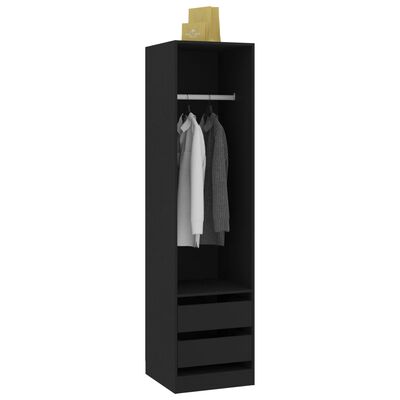 vidaXL Wardrobe with Drawers Black 50x50x200 cm Engineered Wood
