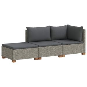 vidaXL 3 pcs Rattan Lounge Set with Cushions GENDT Natural Rattan