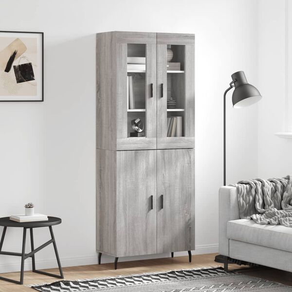 vidaXL Highboard Grey Sonoma 69.5x34x180 cm Engineered Wood