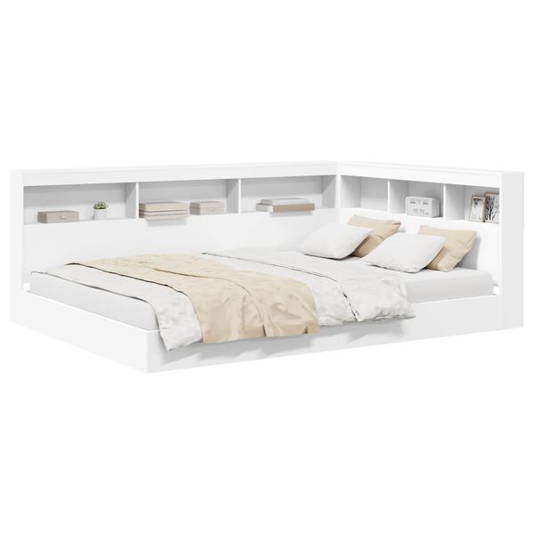 vidaXL Bookcase Bed with Headboard White 140 x 200 cm Engineered wood